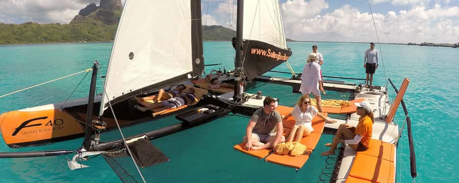 Bora Bora: Half Day Catamaran Sailing & Snorkelling - Setting sail beside Mount Otemanu