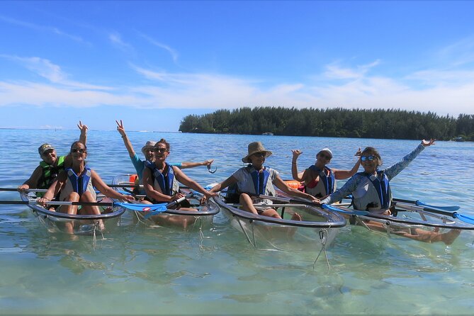 Eco guided excursion to the lagoon of Moorea in transparent kayak 1/2 day morning - The aquatic walk between two motus