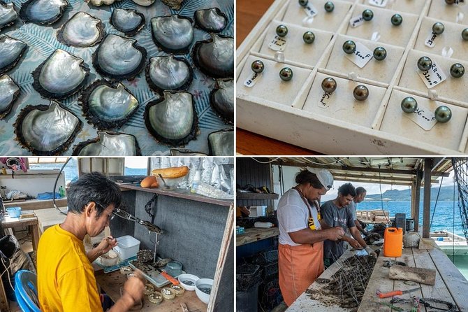 Half day excursion Tahaa - departure Raiatea / ideal cruise line - Black pearls and the craft behind them