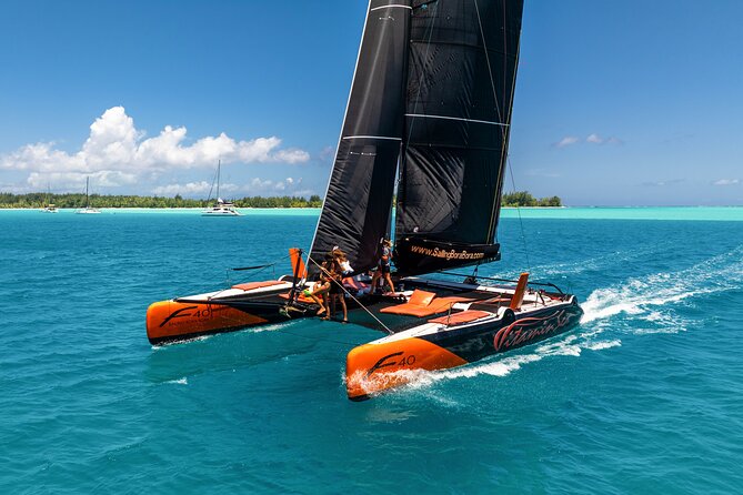 LUXURY Catamaran Bora Bora : Sailing, Snorkeling & Floating Bar - Sailing Past Mount Otemanu