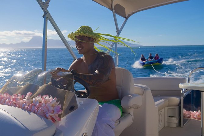 Toa Boat Bora Bora Private Lagoon tour with Lunch On Majestic Pontoon Boat - The towable buoy adds a playful change of pace
