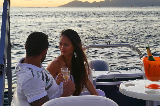 Toa Boat Bora Bora Private Sunset On Majestic Pontoon Boat - A good setting for proposals and vow renewals